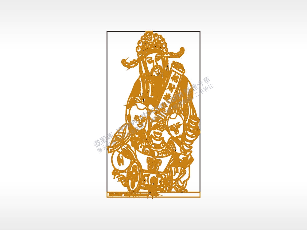 招财进宝财神爷童子木牌打火机AI8.0格式激光打标文件通用矢量图