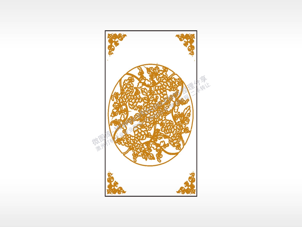 花朵边框植物木牌打火机AI8.0格式激光打标文件通用矢量图