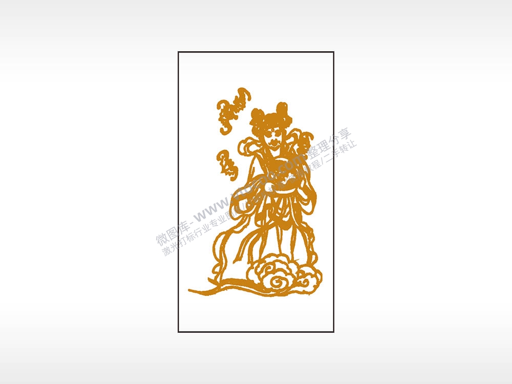 八仙过海蓝采和神仙木牌打火机AI8.0格式激光打标文件通用矢量图