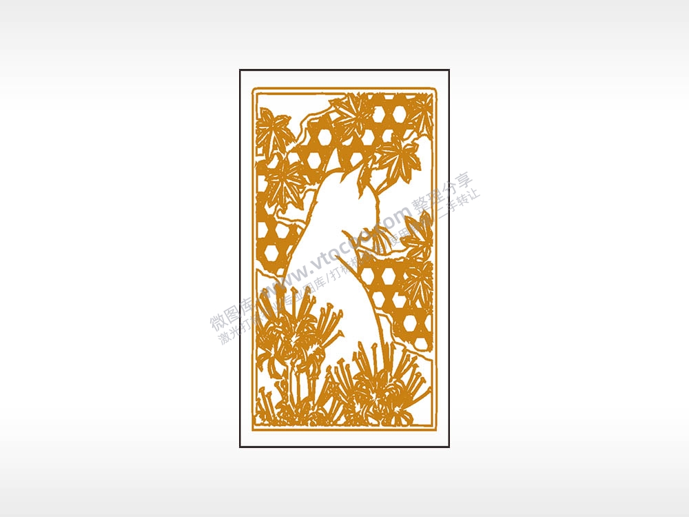 猫咪草丛木牌打火机AI8.0格式激光打标文件通用矢量图