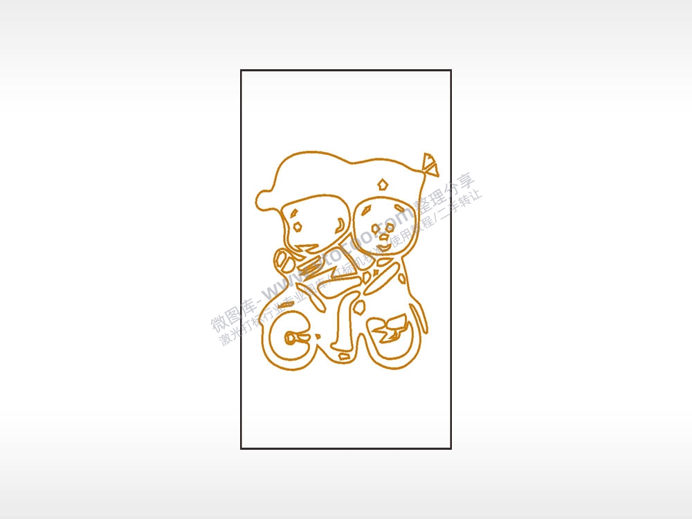 小破孩儿童骑车木牌打火机AI8.0格式激光打标文件通用矢量图