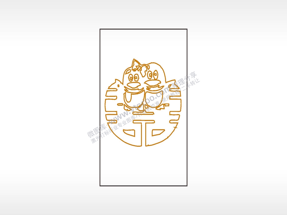 企鹅喜庆木牌打火机AI8.0格式激光打标文件通用矢量图