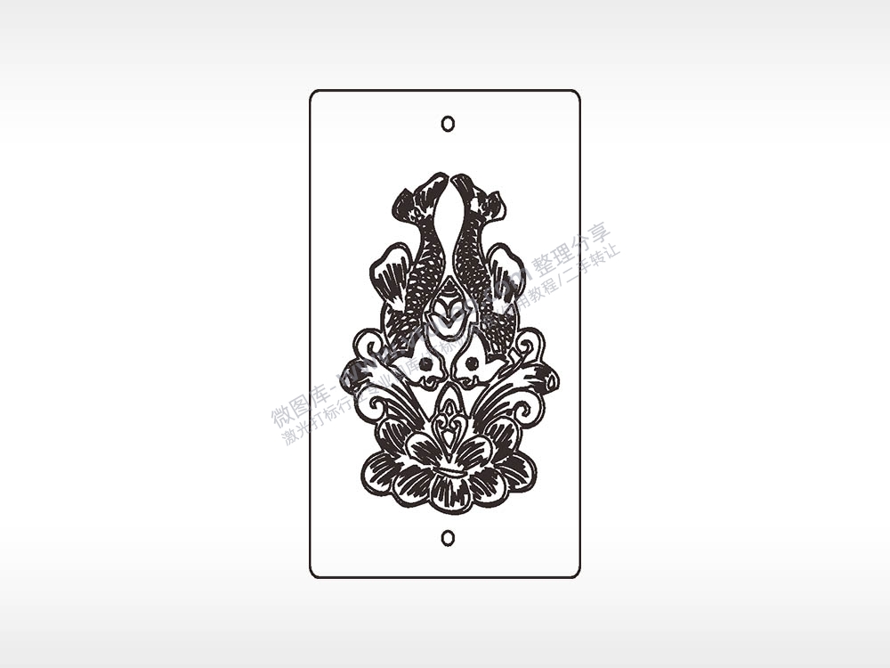 年年有鱼双鱼木牌打火机AI8.0格式激光打标文件通用矢量图