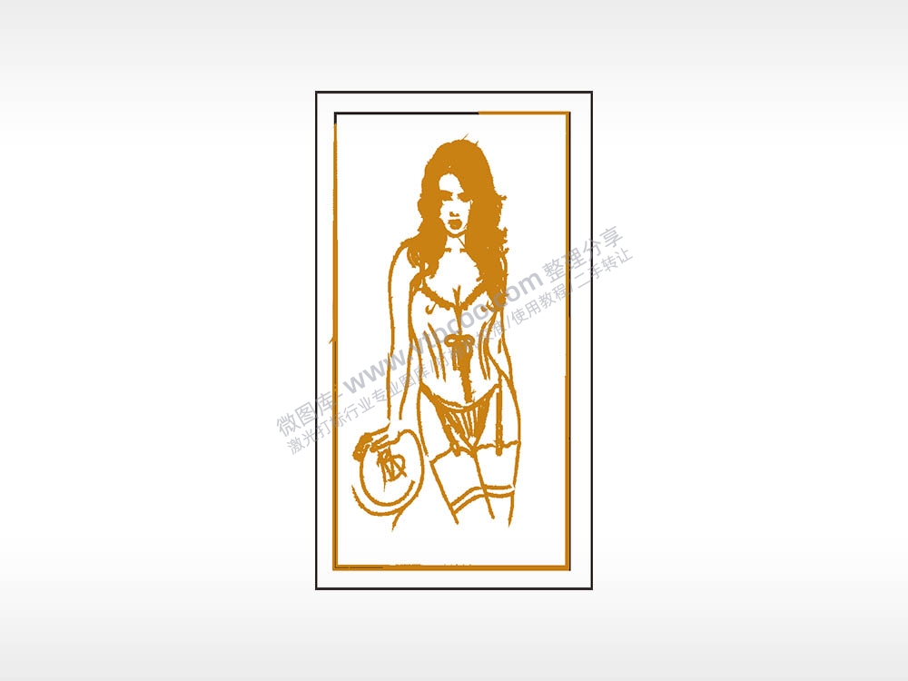 美女时尚泳衣木牌打火机AI8.0格式激光打标文件通用矢量图