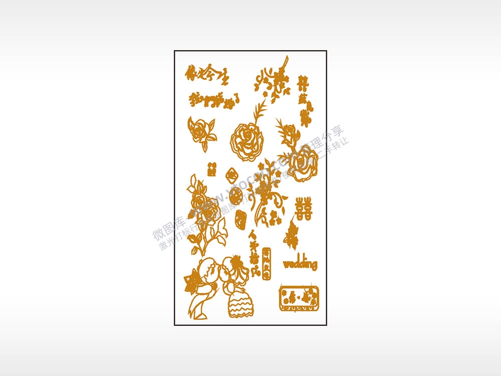 花瓣花朵喜爱情誓言木牌打火机AI8.0格式激光打标文件通用矢量图