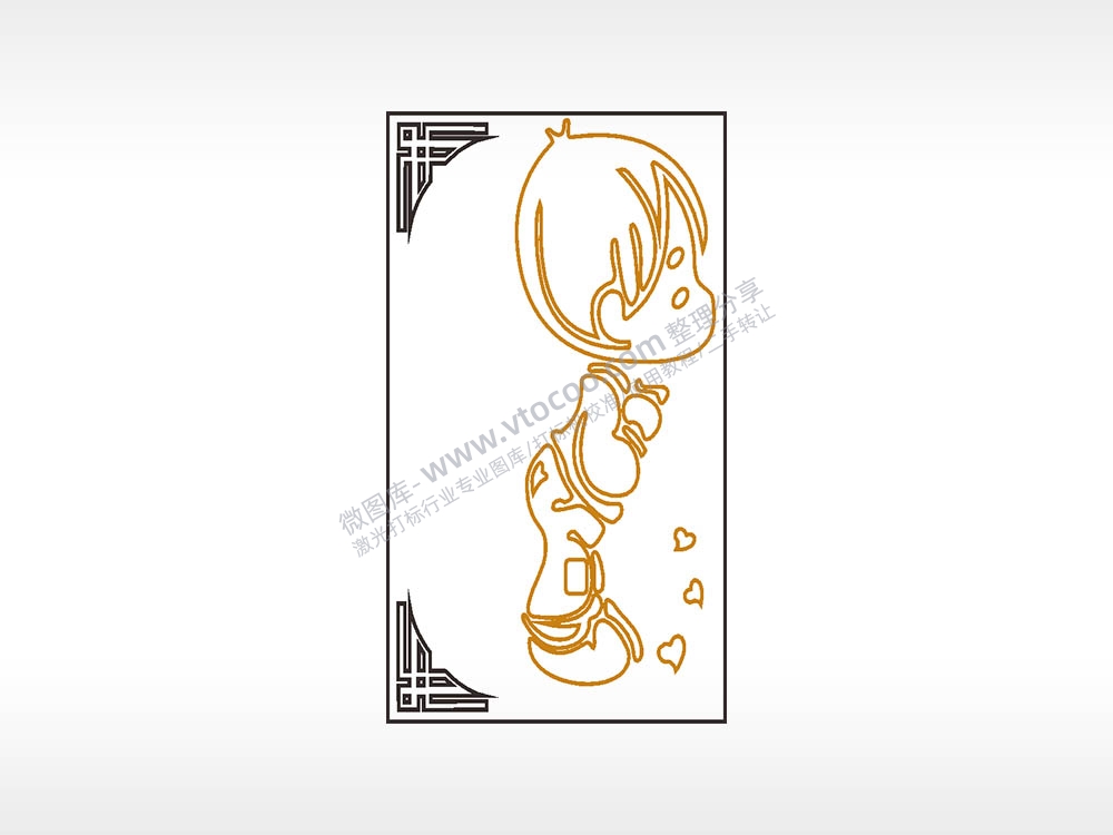 小男孩青春活力木牌打火机AI8.0格式激光打标文件通用矢量图