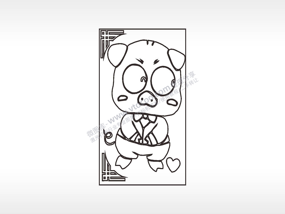 猪先生边框木牌打火机AI8.0格式激光打标文件通用矢量图