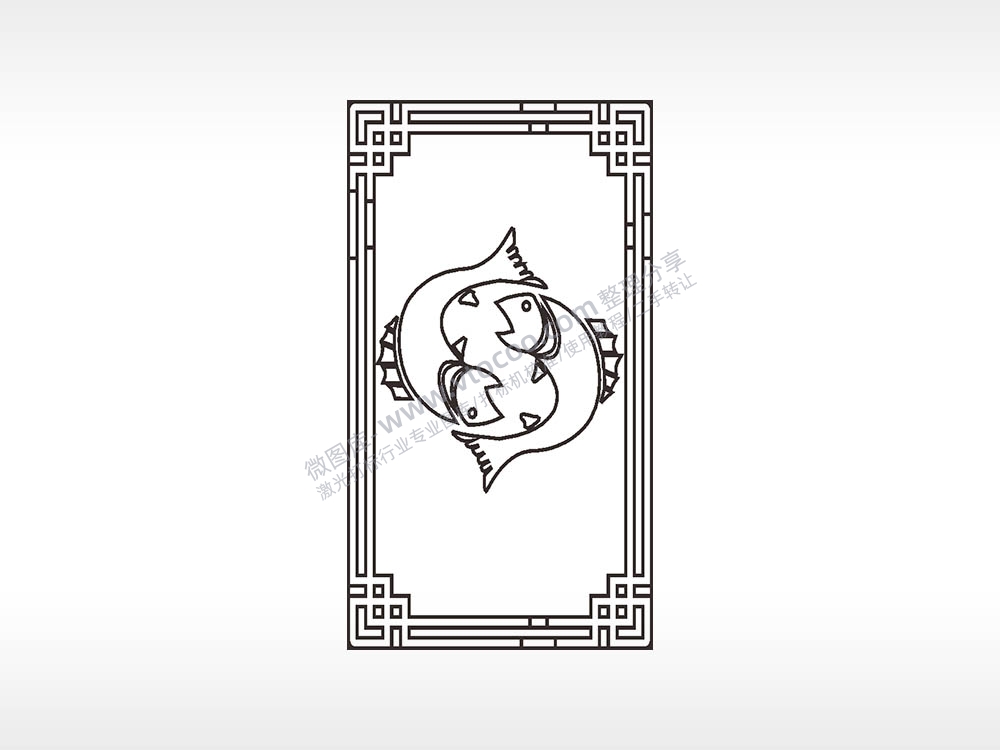 双鱼座星座占卜木牌打火机AI8.0格式激光打标文件通用矢量图