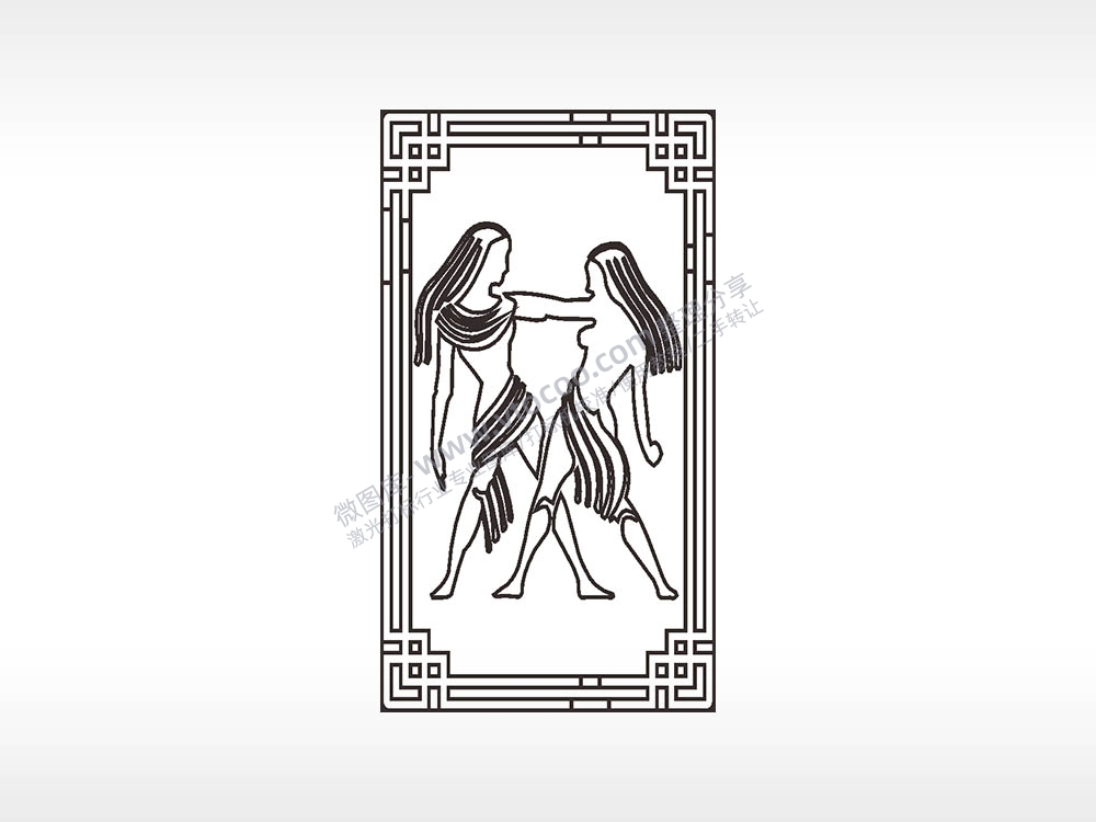 双子座星座占卜木牌打火机AI8.0格式激光打标文件通用矢量图