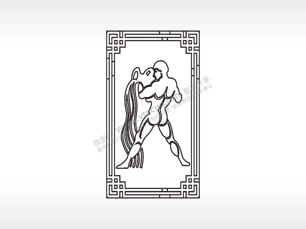 水瓶座星座占卜木牌打火机AI8.0格式激光打标文件通用矢量图