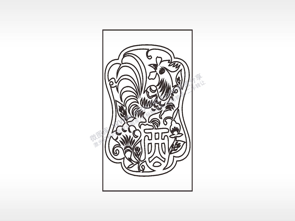 鸡酒吉祥图案木牌打火机AI8.0格式激光打标文件通用矢量图