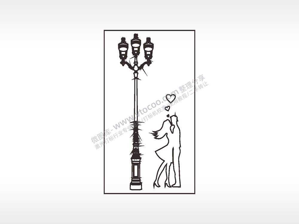 路灯爱情情侣木牌打火机AI8.0格式激光打标文件通用矢量图