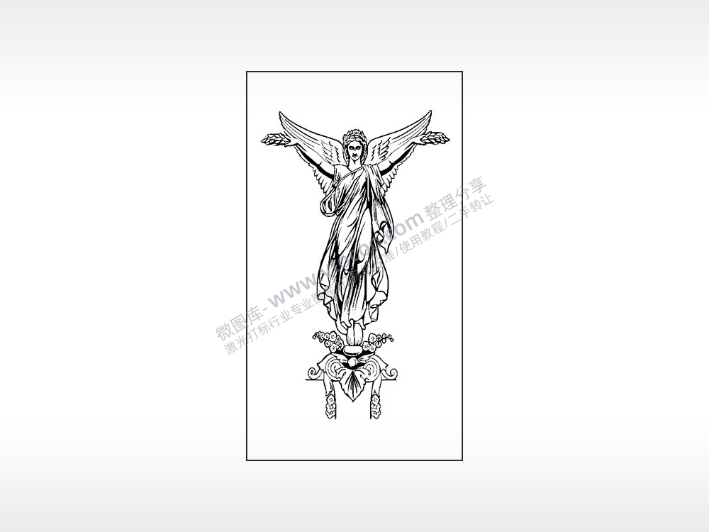 天使雕像木牌打火机AI8.0格式激光打标文件通用矢量图