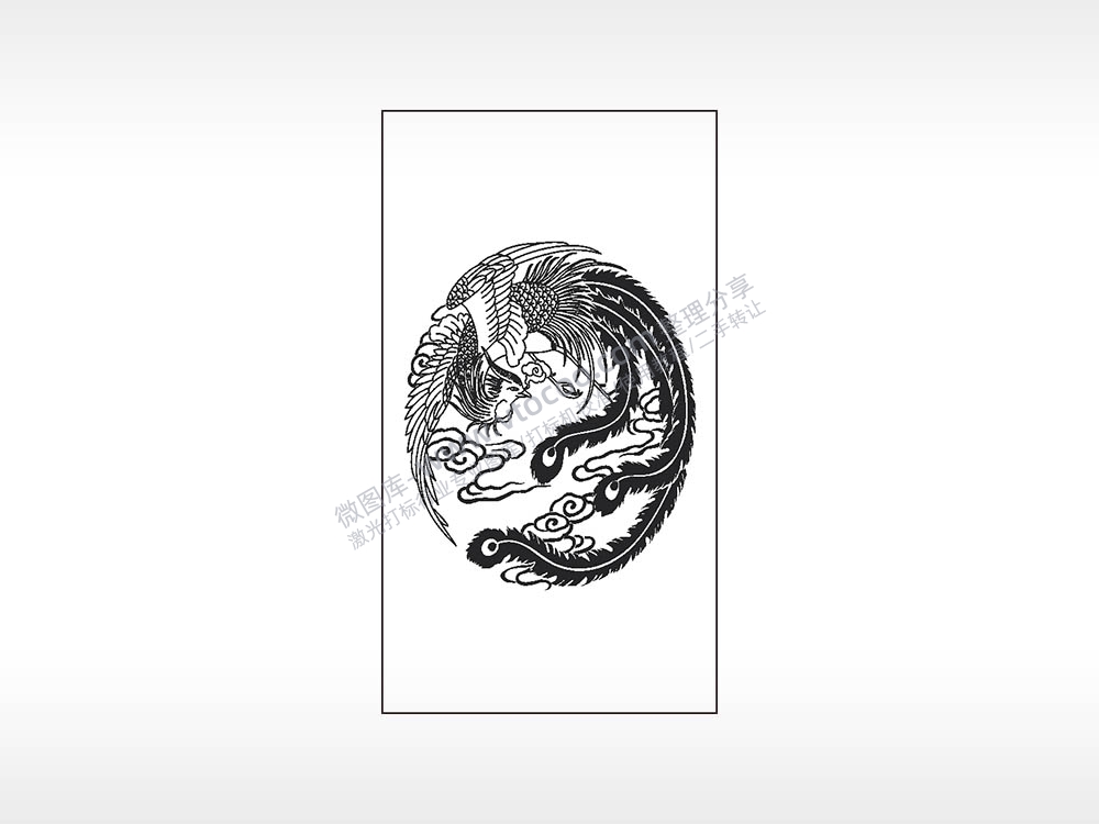 凤凰神话传说木牌打火机AI8.0格式激光打标文件通用矢量图