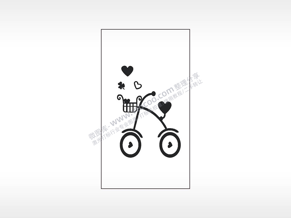 自行车爱心交通工具木牌打火机AI8.0格式激光打标文件通用矢量图