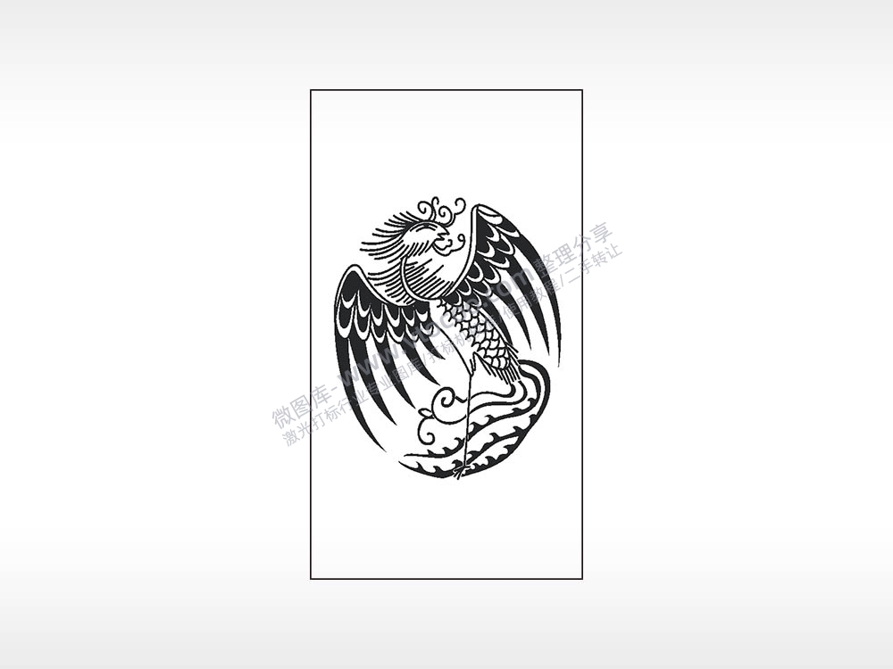 凤凰图腾传说木牌打火机AI8.0格式激光打标文件通用矢量图