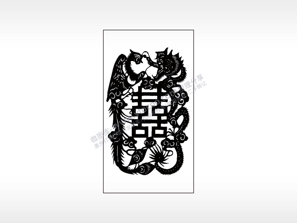 喜庆龙凤木牌打火机AI8.0格式激光打标文件通用矢量图