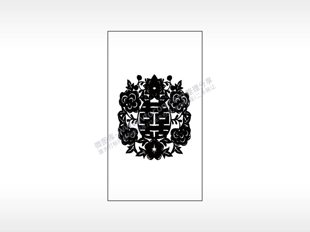 喜花朵边框木牌打火机AI8.0格式激光打标文件通用矢量图