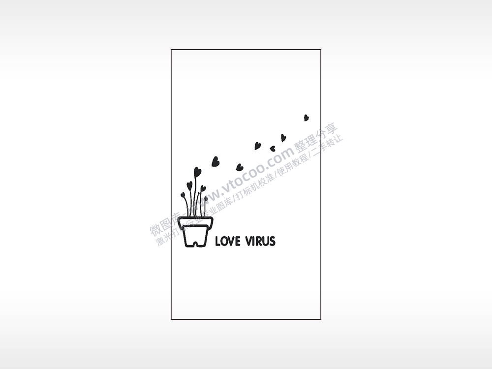 LOVE VIRUS飘花瓶木牌打火机AI8.0格式激光打标文件通用矢量图