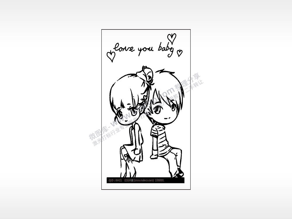 love you baby爱情情侣木牌打火机AI8.0格式激光打标文件通用矢量图