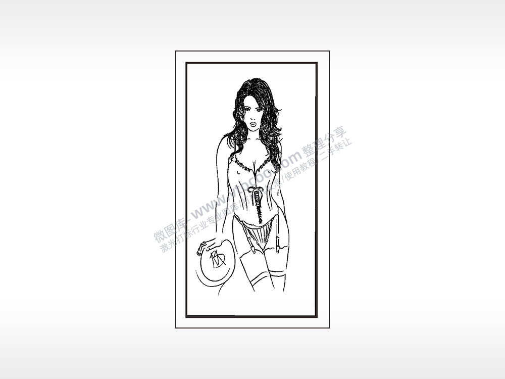 美女泳衣木牌打火机AI8.0格式激光打标文件通用矢量图