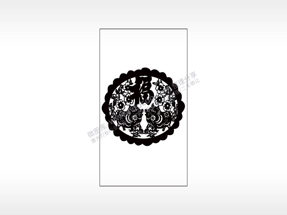 福小猪花朵传统文化木牌打火机AI8.0格式激光打标文件通用矢量图