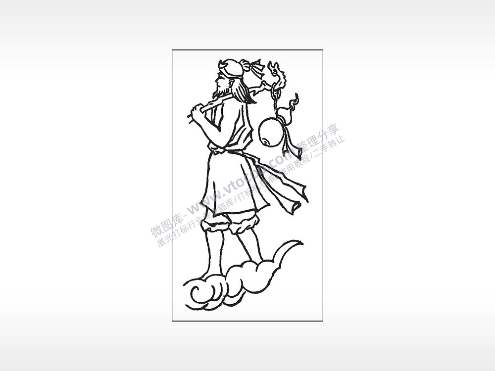 八仙过海铁拐李神仙木牌打火机AI8.0格式激光打标文件通用矢量图