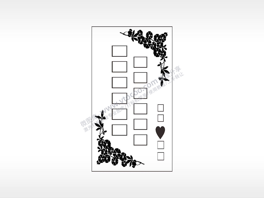 花朵边框签名设计木牌打火机AI8.0格式激光打标文件通用矢量图