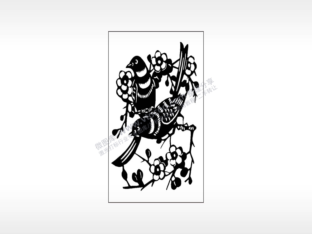 喜鹊报喜动物木牌打火机AI8.0格式激光打标文件通用矢量图