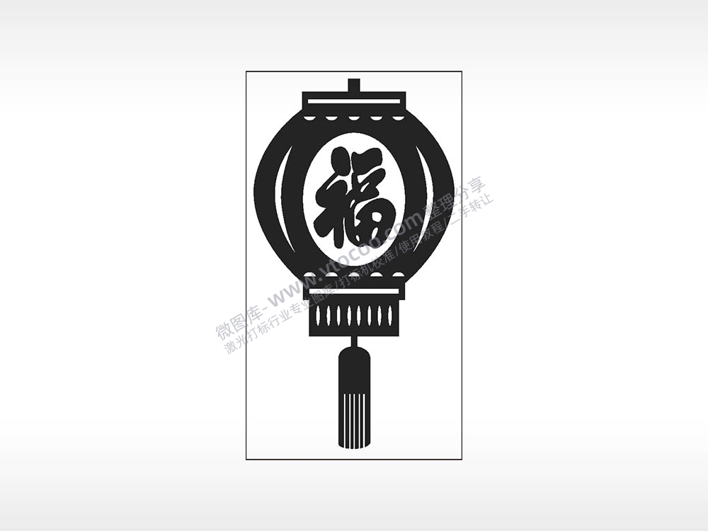 福灯笼传统文化木牌打火机AI8.0格式激光打标文件通用矢量图