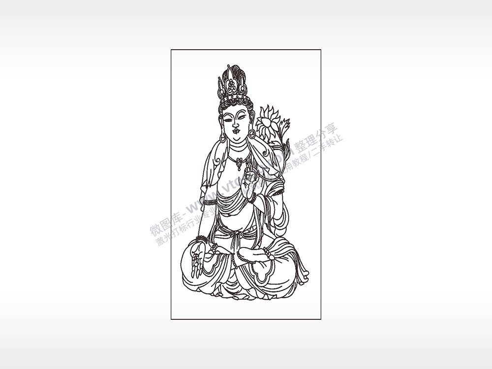 敦煌壁画菩萨木牌打火机AI8.0格式激光打标文件通用矢量图