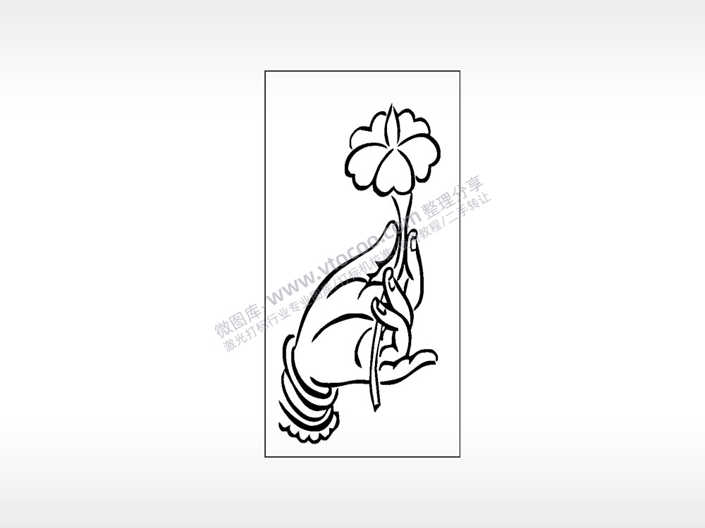 佛手莲花木牌打火机AI8.0格式激光打标文件通用矢量图