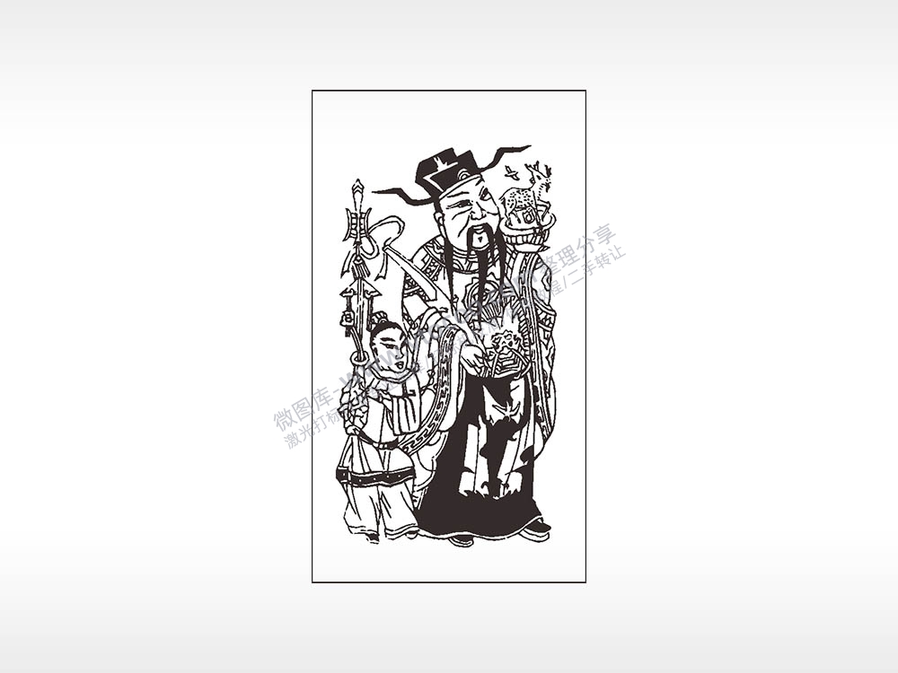 财神散财童子木牌打火机AI8.0格式激光打标文件通用矢量图