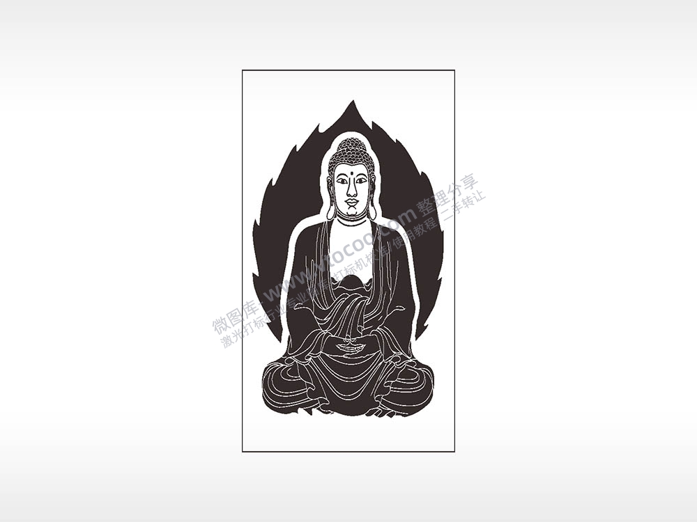 阿弥陀佛佛像木牌打火机AI8.0格式激光打标文件通用矢量图