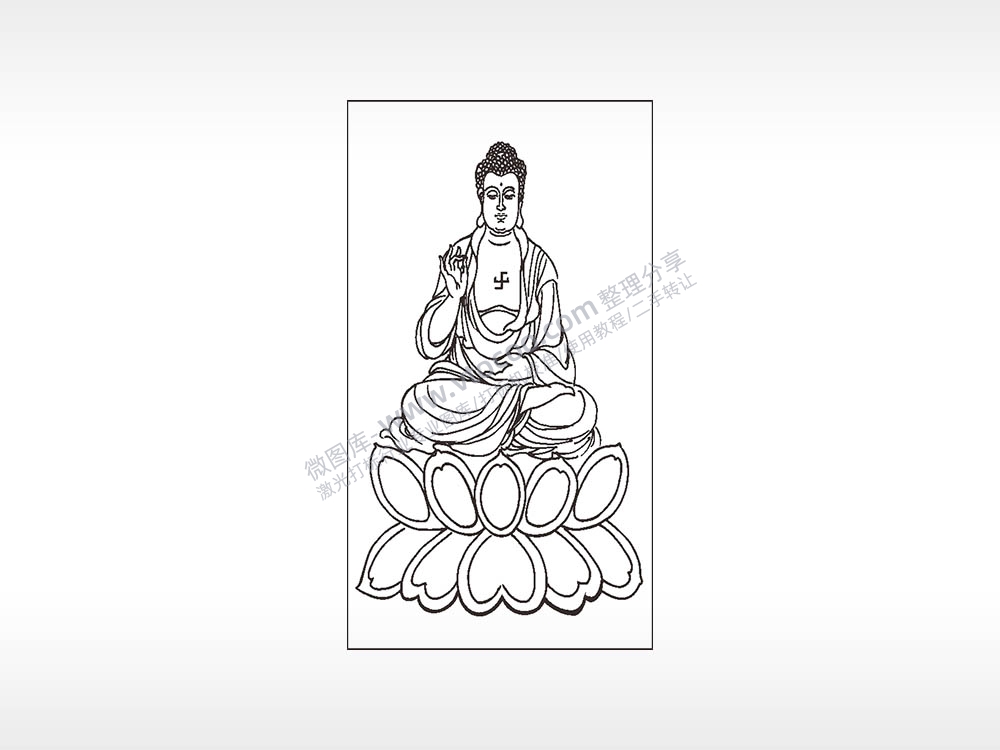 释迦牟尼佛木牌打火机AI8.0格式激光打标文件通用矢量图