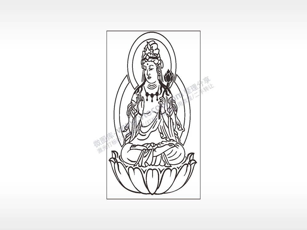 观世音菩萨木牌打火机AI8.0格式激光打标文件通用矢量图
