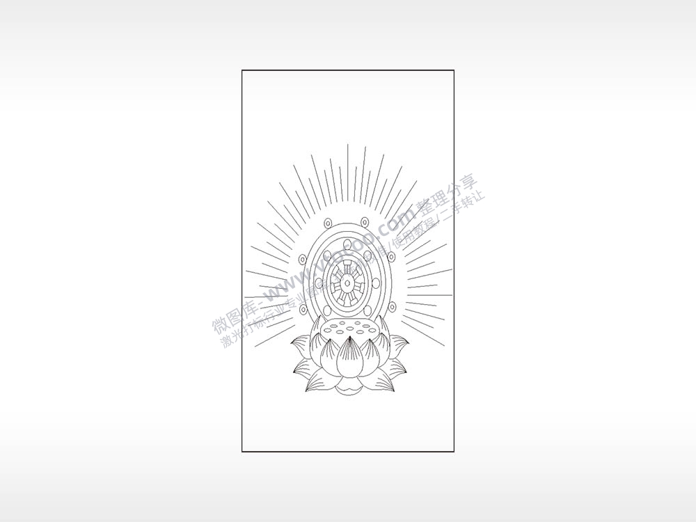 吉祥八宝法轮图木牌打火机AI8.0格式激光打标文件通用矢量图
