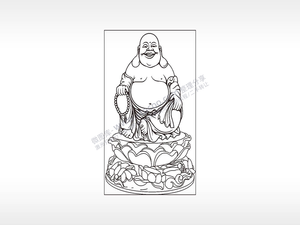 弥勒佛像木牌打火机AI8.0格式激光打标文件通用矢量图