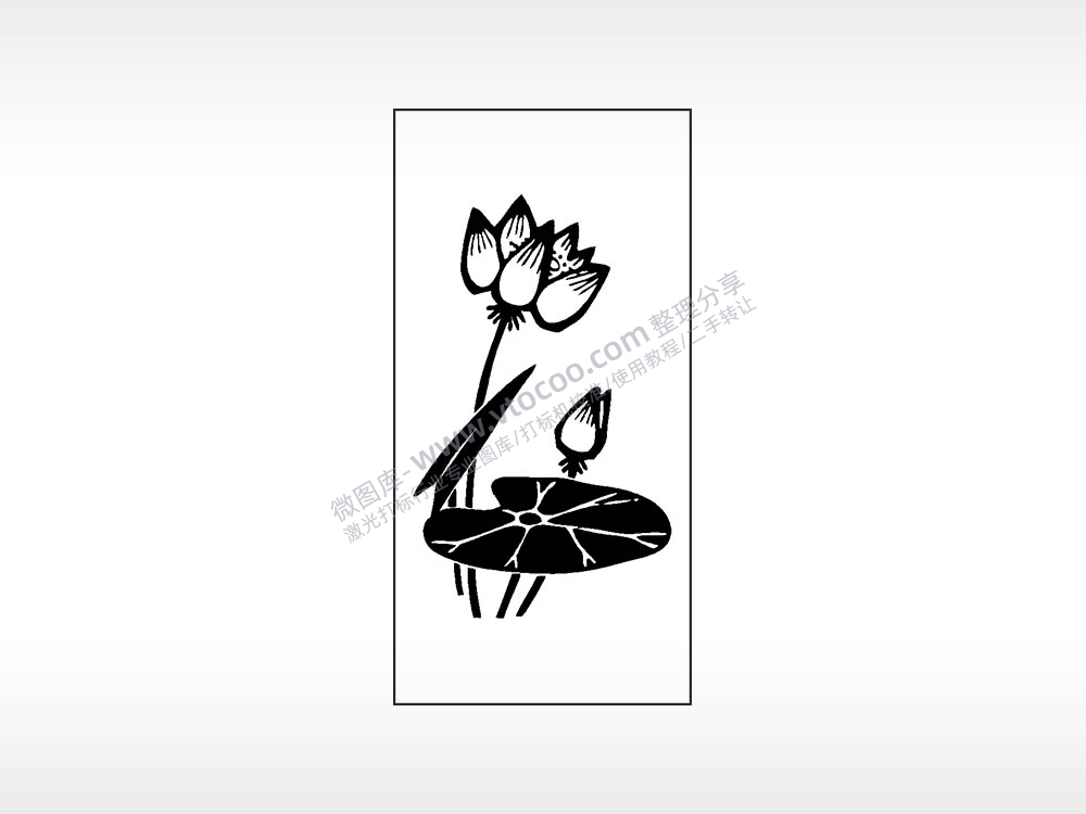 荷花莲花植物木牌打火机AI8.0格式激光打标文件通用矢量图