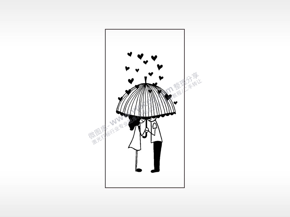 爱情撑伞情侣木牌打火机AI8.0格式激光打标文件通用矢量图