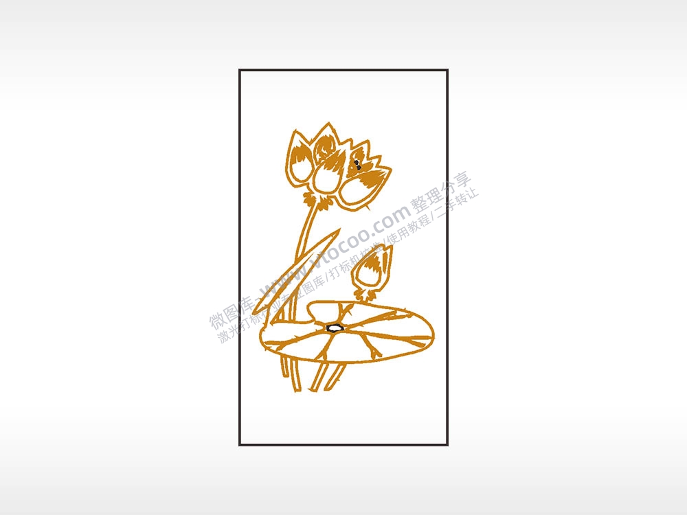 荷花植物莲花木牌打火机AI8.0格式激光打标文件通用矢量图