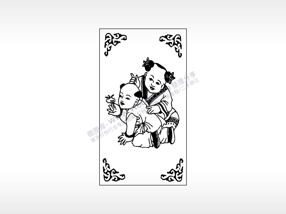 散财童子花瓣边框木牌打火机AI8.0格式激光打标文件通用矢量图