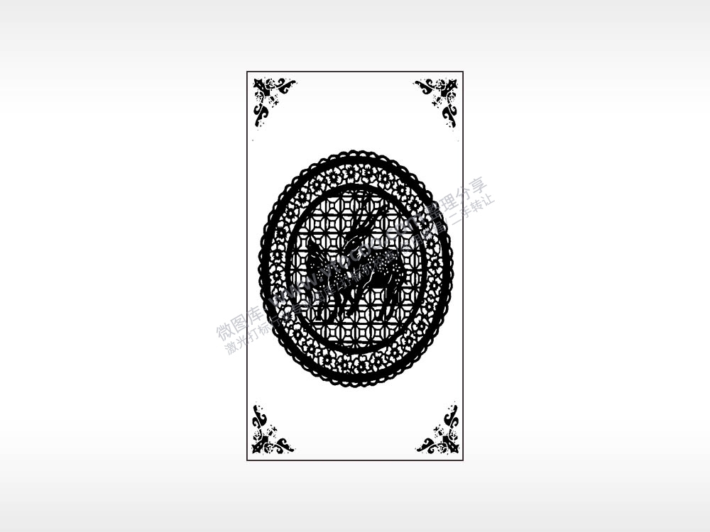 中国传统纹样鹿镂空木牌打火机AI8.0格式激光打标文件通用矢量图