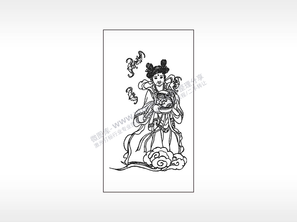 八仙过海蓝采和神仙木牌打火机AI8.0格式激光打标文件通用矢量图