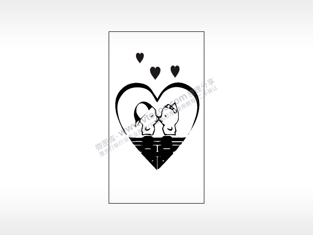 小猪爱心喜木牌打火机AI8.0格式激光打标文件通用矢量图