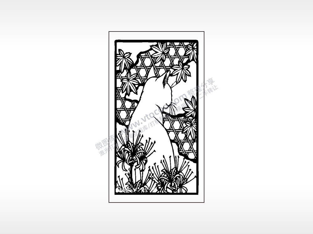 猫咪花朵叶大自然木牌打火机AI8.0格式激光打标文件通用矢量图