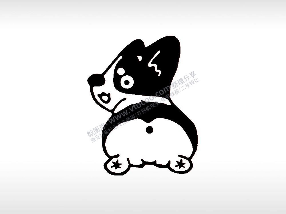 柯基2宠物狗牌PLT格式激光打标文件通用矢量图