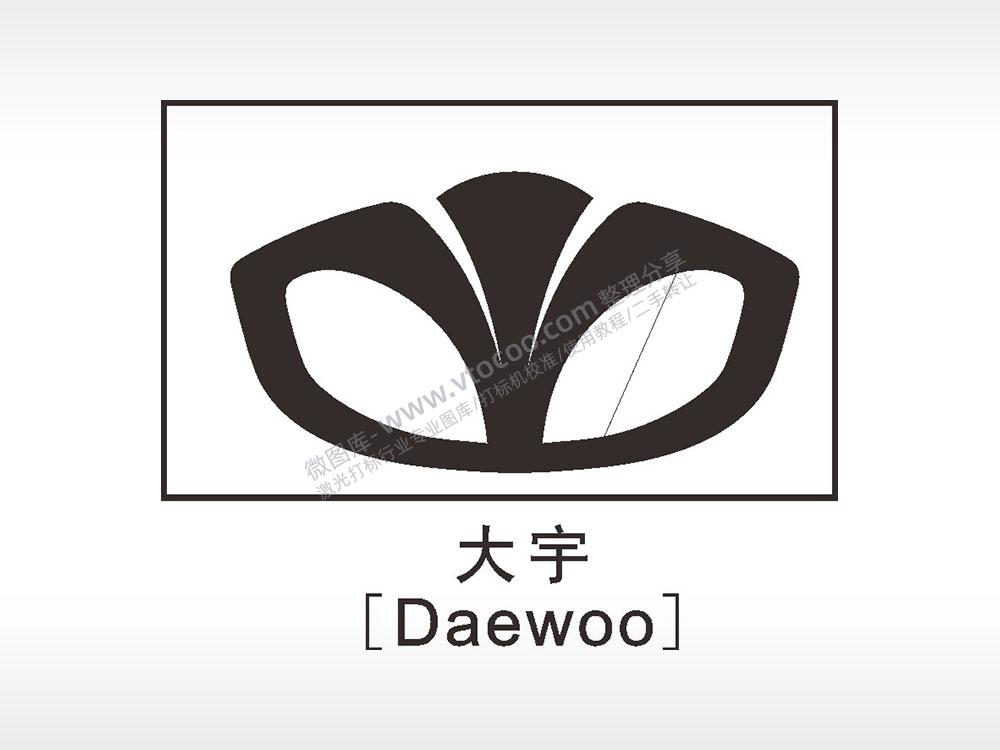 大宇汽车车标雕刻挂坠项链AI8.0格式激光打标文件通用矢量图