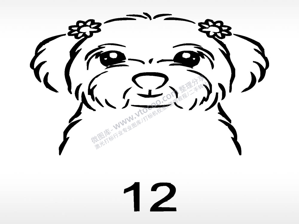 约克夏动物宠物狗牌AI8.0格式激光打标文件通用矢量图