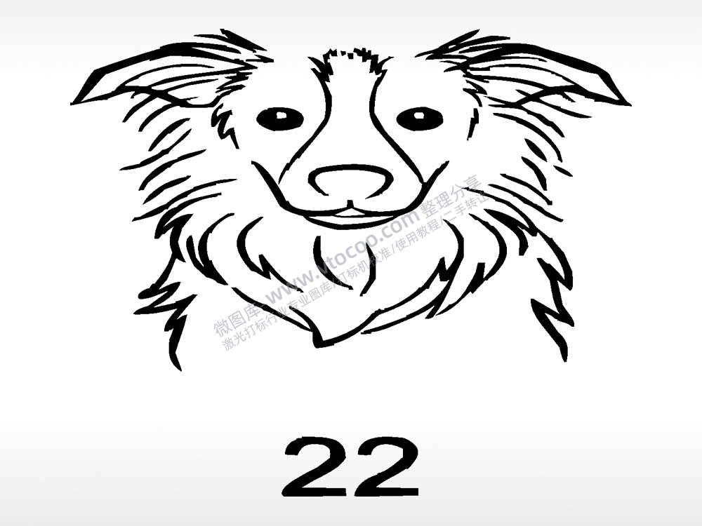 边牧简笔画动物宠物狗牌AI8.0格式激光打标文件通用矢量图